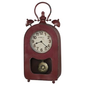 lot 2377 image: Howard Miller 19-14 X 8-34 Ruthie Brass And Metal Analog Table Top Clock - Red  - Retail $112.74