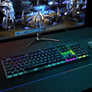 lot 2387 image: Fiodio Mechanical Gaming Keyboard, Fantastic LED Rainbow Backlit Wired Keyboard - Retail $35.86