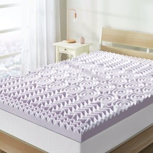 lot 2444 image: Best Price Mattress - 3 Inch 5-Zone Memory Foam Mattress Topper - Soothing Lavender - Retail $71.23