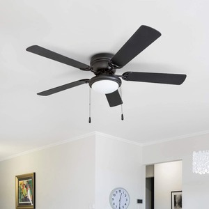 lot 2412 image: Portage Bay - Hugger 52in. West Hill Ceiling Fan with Bowl Light Kit - Matte Black - Retail $68.99