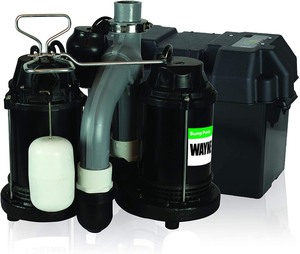 lot 2282 image: Wayne Sump Pump - Upgraded Combination 12 HP and 12-Volt Battery Back Up System - Black - Retail $473.18