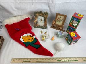 lot 7614 image: Winnie the Pooh - Christmas Items Lot and Cute Frames and Figurines