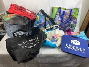 lot 7680 image: Lot of Very Clean Reusable Bags for Shopping - Eeyore Beach Bag and More