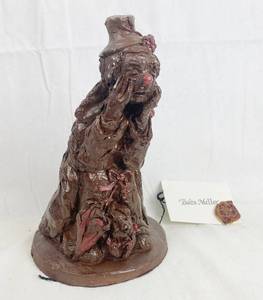 lot 7694 image: Vintage Sad Clown Sculpture by Babs Mellor, Artist from Wichita - Very Collectible