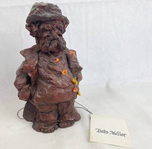 lot 7693 image: Vintage Man with Flowers Sculpture by Babs Mellor, Artist from Wichita - Very Collectible
