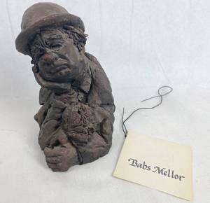 lot 7695 image: Vintage Sad Clown Sculpture by Babs Mellor, Artist from Wichita - Very Collectible