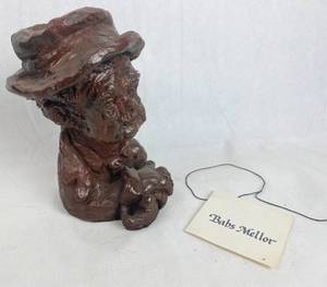 lot 7698 image: Vintage Man with Hat Sculpture by Babs Mellor, Artist from Wichita - Very Collectible