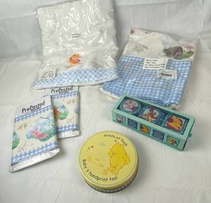 lot 7735 image: Winnie The Pooh Shower Curtain and Bathroom Items, Wall Paper Border - All NEW