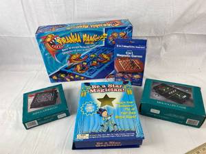 lot 9106 image: Kids Game lot - Mini Labyrinth, Mini Soccer Game, Magic Kit, Magnetic Games and more