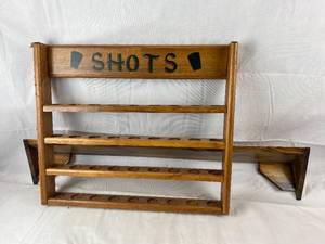 lot 9111 image: Lot of 2 man-Cave Shelves - SHOTS Shot Glass Display Shelf and More