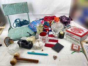 lot 9121 image: Bandanas, Vintage Stadium Chair, Wooden Massage Roller and More