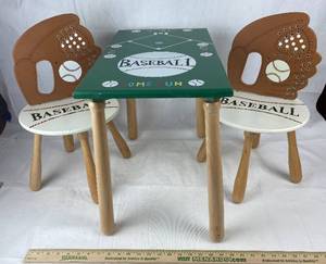 lot 9140 image: Childrens Wood Baseball Table & Chairs    ADORABLE