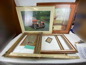 lot 9154 image: Lot of Frames, Vintage Car Framed Picture and Ballerina Framed Picture