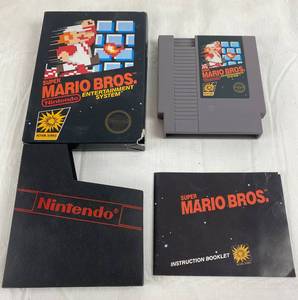 lot 9173 image: Nintendo Game Mario Bros. w Original Box and Dust Sleeve Cover
