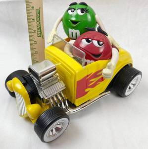 lot 9244 image: Collectible M&M Rebel Without a Clue Yellow Hot Rod Candy Dispenser (Candy Not Included)