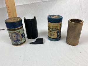 lot 9257 image: Vintage Columbia Graphophone Cylinder Tubes w Lids,  Columbia Phonograph Company