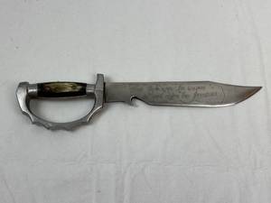 lot 9268 image: Hand Guard Knife 8 long with Wood Handle