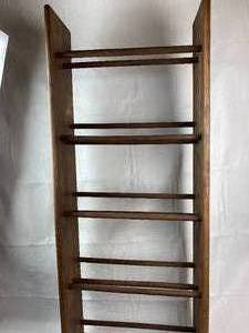 lot 9289 image: Tall 5 Shelf Wood DVD  Movie  CD Storage Rack