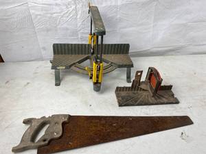 lot 6038 image: Wood Handle Saw & Miter Saw Guides