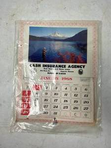 lot 6067 image: Vintage Cash Insurance Agency 1968 Calendar - Unopened