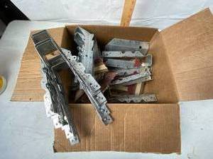 lot 6068 image: Box of Wood Brace Brackets and Nail Gun Nails