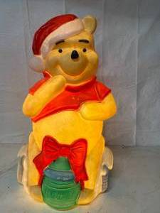 lot 6097 image: Vintage Winnie the Pooh Blow Mold Christmas Santa  Lights Up - TALL