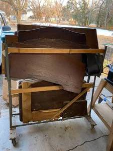 lot 6098 image: Custom Built Wood Storage Rack w Vintage Project Wood Shown - Heavy Duty