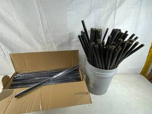 lot 6111 image: Lot of DekPro 25x34 Black Round, Baluster - Smooth Satin Lot of DekPro Black Round Decorative, Aluminum Baluster NEW &amp some may be used For Deck Rails