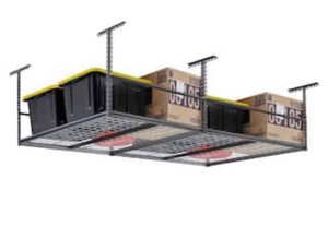 lot 113 image: Muscle Rack SilverVein (Black) Adjustable Height Wire Overhead Garage Storage Rack (96 in W x 48 in D)