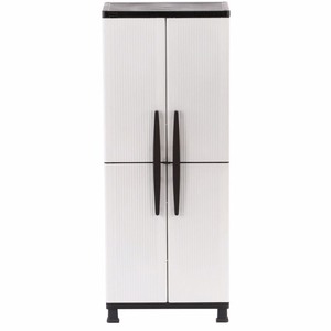 lot 118 image: HDX 27 in. W 4 Shelf Plastic Multi-Purpose Cabinet in Gray