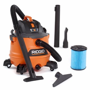 lot 146 image: RIDGID 14 Gallon 6.0-Peak HP NXT WetDry Shop Vacuum with Fine Dust Filter, Hose and Accessories, OrangesPeaches