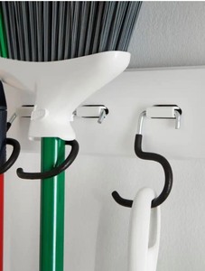 lot 159 image: White Board Wall-Mounted Garage Storage Tool Holder Organizer with Black S-Hooks