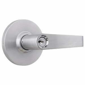 lot 162 image: Universal Hardware Commercial 2-34 in. Satin Chrome Heavy Duty Classroom Keyed Entry Door Lever