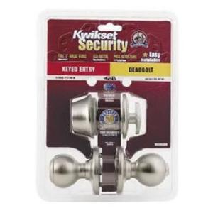 lot 178 image: Kwikset 690 Polo Keyed Entry Knob And Sgl Cyl Deadbolt Combo Pack In Satin Nickel Model # 96900-320