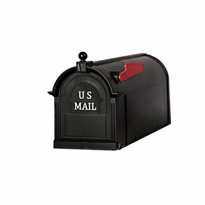 lot 181 image: Postal Pro 9-in x 11-in Plastic Black Post Mount Mailbox
