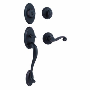 lot 190 image: Kwikset Shelburne Sgl Cyl Handleset wLido Door Lever in Venetian Bronze