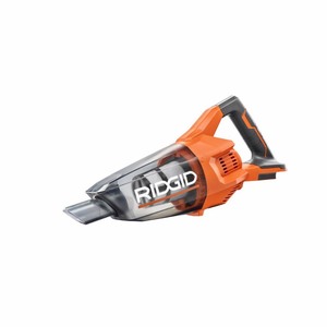 lot 213 image: RIDGID 18V Cordless Hand Vacuum (Tool Only) with Crevice Nozzle, Utility Nozzle and Extension Tube