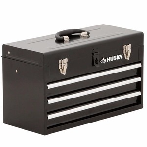 lot 267 image: Husky 20 in. 3-Drawer Small Metal Portable Tool Box with Drawers and Tray, Black