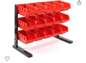lot 9030 image: Stalwart Bench Top Parts Rack - 15 pieces