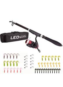 lot 20012 image: JPTACTICAL Telescopic Fishing Rod and Reel Combos Full Kit, Spinning Fishing Gear Organizer Pole Sets Sea Saltwater Freshwater Kit Fishing Pole Kit