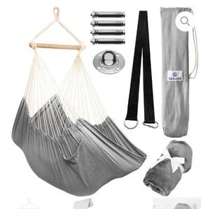 lot 20013 image: Qualific Hammock Chair  Hanging Rope Swing- Max 330lbs -Hammock with Hanging Kit- Hanging Swing Chair