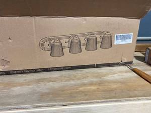 lot 20019 image: 28� bathroom vanity light 4 lights, black and gold