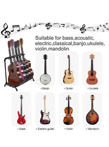 lot 20023 image: Multi Guitar Stand, Folding 5 Holder Guitar Display Rack HangersPortable Floor Guitar Rack with Padded FoamEasy InstallationSpace Saving, Guitar Organizer for Stage Concert Studio Home (5 Holder)�