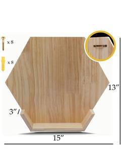 lot 20025 image: Large Hexagon Shelves - Set of 4 - Unique Boho Honeycomb Dcor - Natural Wood Geometric Shelves