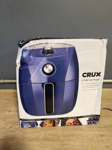 lot 20028 image: Crux 3.7QT Manual Air Fryer, Faster Pre-Heat, No-Oil Frying, Fast Healthy Evenly Cooked Meal Every Time, Dishwasher Safe Non Stick Pan and Crisping Tray for Easy Clean Up, Stainless SteelBlue