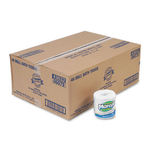 lot 20038 image: Marcal 100% Recycled Two-Ply Toilet Paper, Septic Safe, White, 330 SheetsRoll, 48 RollsCarton -MRC6079