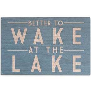 lot 20041 image: Better to Wake at the Lake, Simply Said Birch Wood Wall Sign (10x15 Rustic Home Decor, Ready to Hang Art)