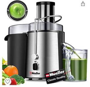 lot 9040 image: Mueller Juicer Ultra Power, Easy Clean Extractor Press Centrifugal Juicing Machine, Wide 3 Feed Chute for Whole Fruit Vegetable, Anti-drip, High Quality, Large, Silver