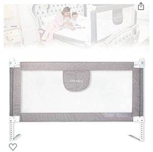 lot 9066 image: Bed Rail for Baby 58 L, Infant Safety Bed Guardrail, Baby Protector Rail with Breathable Fabric for Beds Above 60 in Length (60-1 Side)