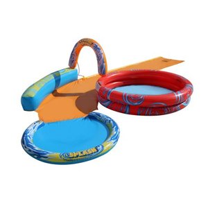 lot 9077 image: BANZAI Cyclone Splash Park 3-in-1 Sprinkler, Pool and Curved Slide - Outdoor Backyard Summer Water Play for Kids